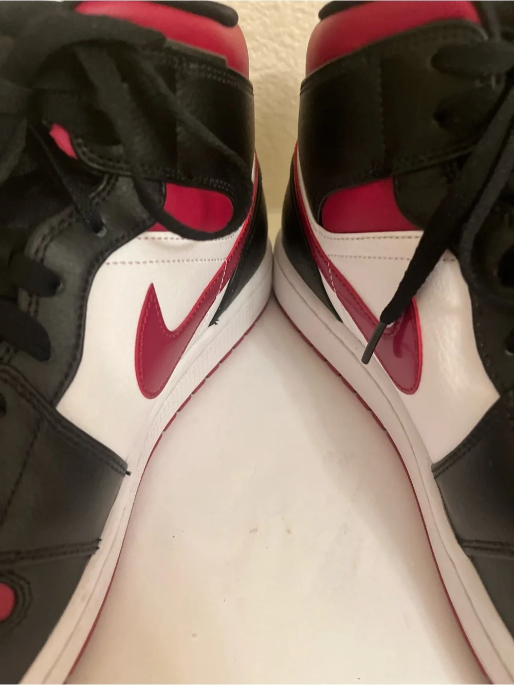 Air Jordan 1 Mid “Bred Toe” - Black/Noble Red/White - Size 11.5 - Worn Once